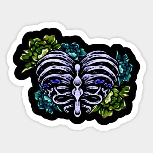 Rose Ribs (Green & Blue Roses) Sticker